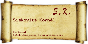 Siskovits Kornél névjegykártya