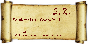 Siskovits Kornél névjegykártya